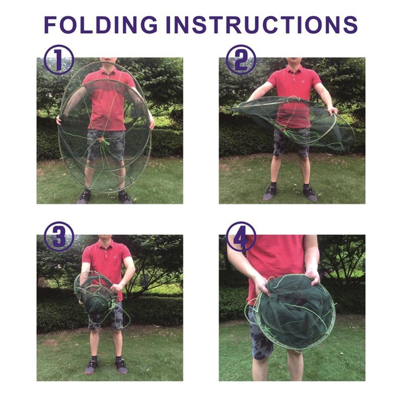 EASY BIG Foldable Fish Catching Net, Hand Cast Cage for Shrimp and Crab - Image 3